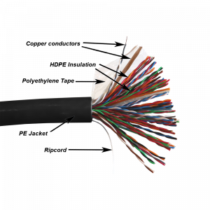 TWT UTP cable, XS series, 50 pairs, category 5e, outdoor, PE, black, 305 meters on a reel